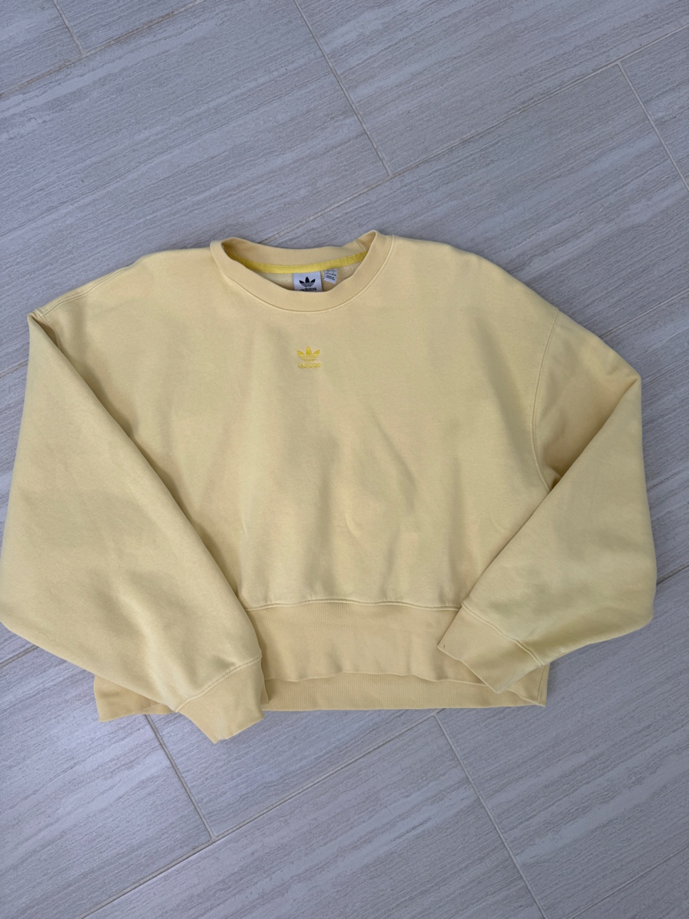 adidas Light Yellow Trefoil Crewneck Sweatshirt